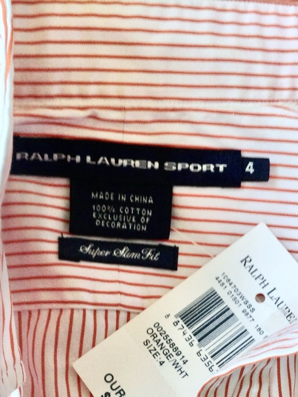 Vintage NWT Ralph Lauren Sport Super Slim Fit Pink Coral Striped Button Shirt 4 - Picture 2 of 12